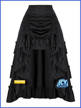 Women Renaissance Pirate Skirt High-Low Whimsical 2-Way Wear Polyester